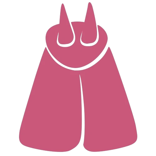 Illustration vectorielle rose simple d’un papillon de nuit vu de dessus, avec deux antennes pointues et de larges ailes sur fond blanc uni.