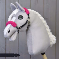 Black halter with rose fur - leatherette