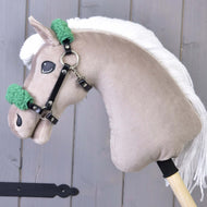 Black halter with green fur - leatherette