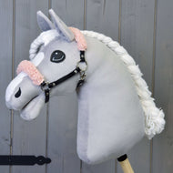 Black halter with old rose fur - leatherette