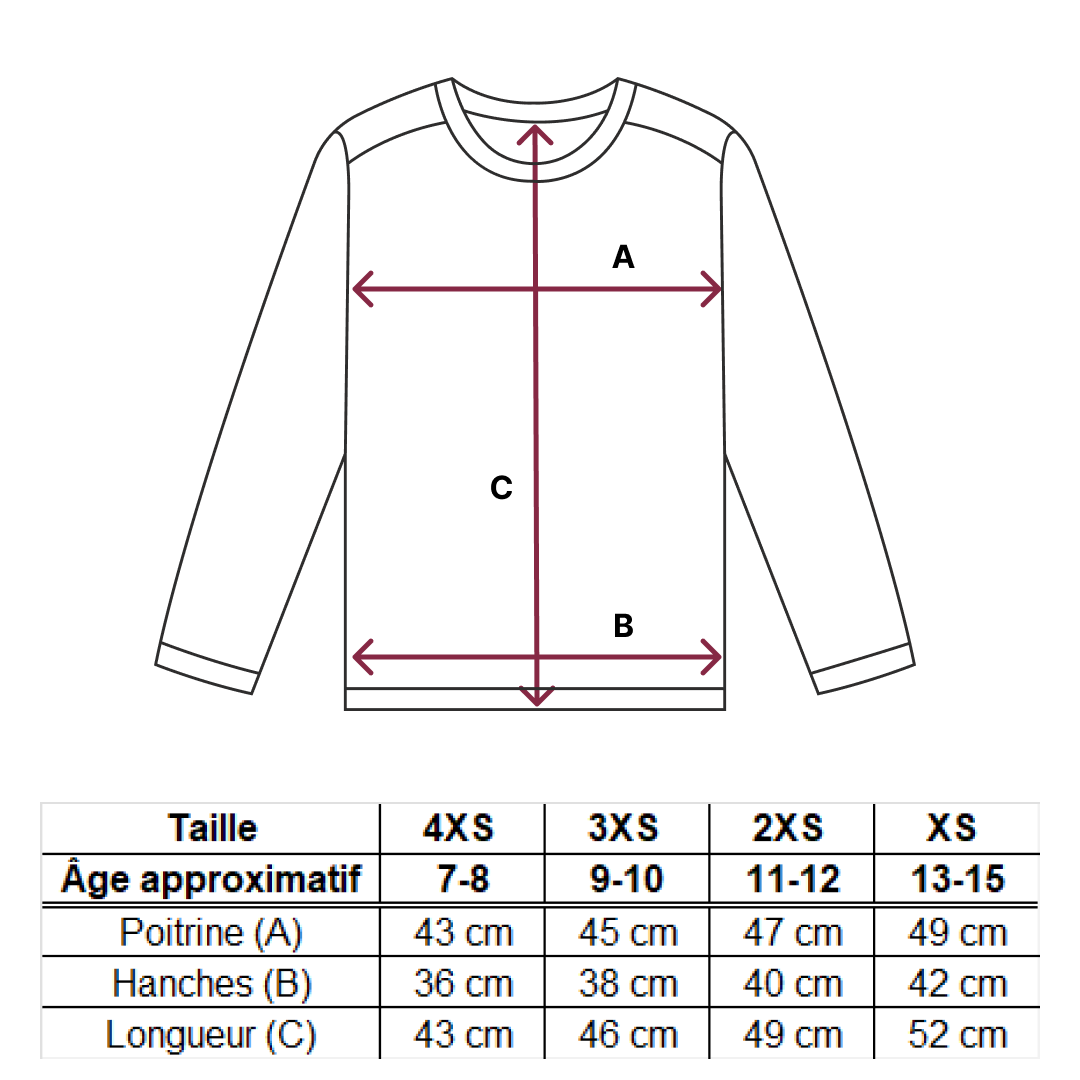 Size guide – Mikina – FR