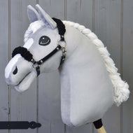 Black halter with black fur - leatherette