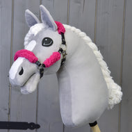 Black halter with complete pink fur - leatherette