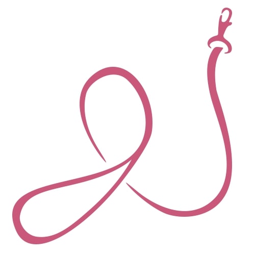 Dessin rose simple d'une laisse pour chien avec un fermoir en métal, disposée en boucles lâches sur un fond blanc.