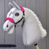 Licou noir avec fourrure rose - similicuir