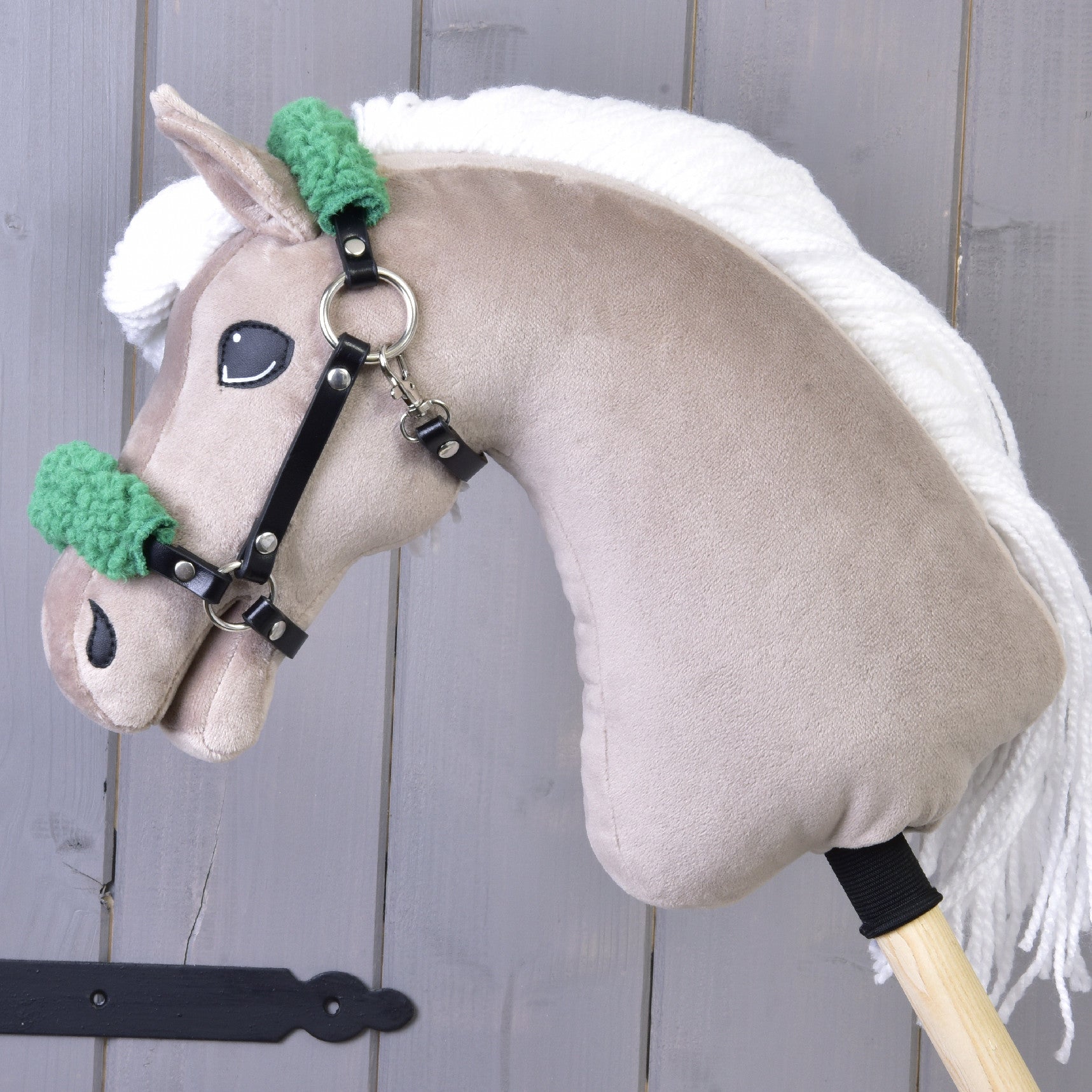 Licou noir avec fourrure verte - similicuir