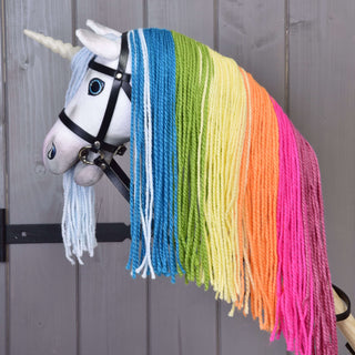 Hobby Horse Unicorn Rainbow with Bridle and Halter