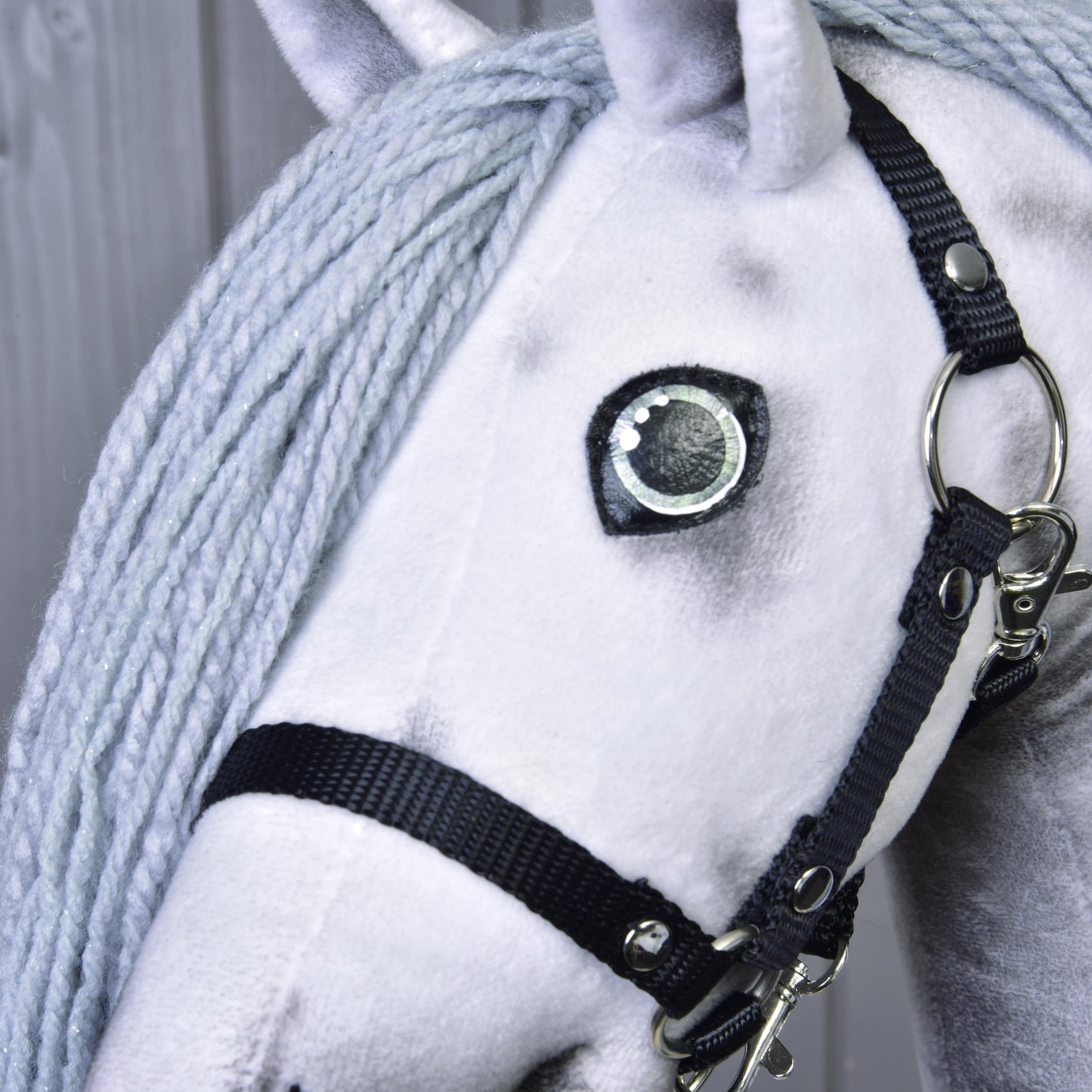 Hobby Horse Unicorn Silver with black Halter (size S) 7