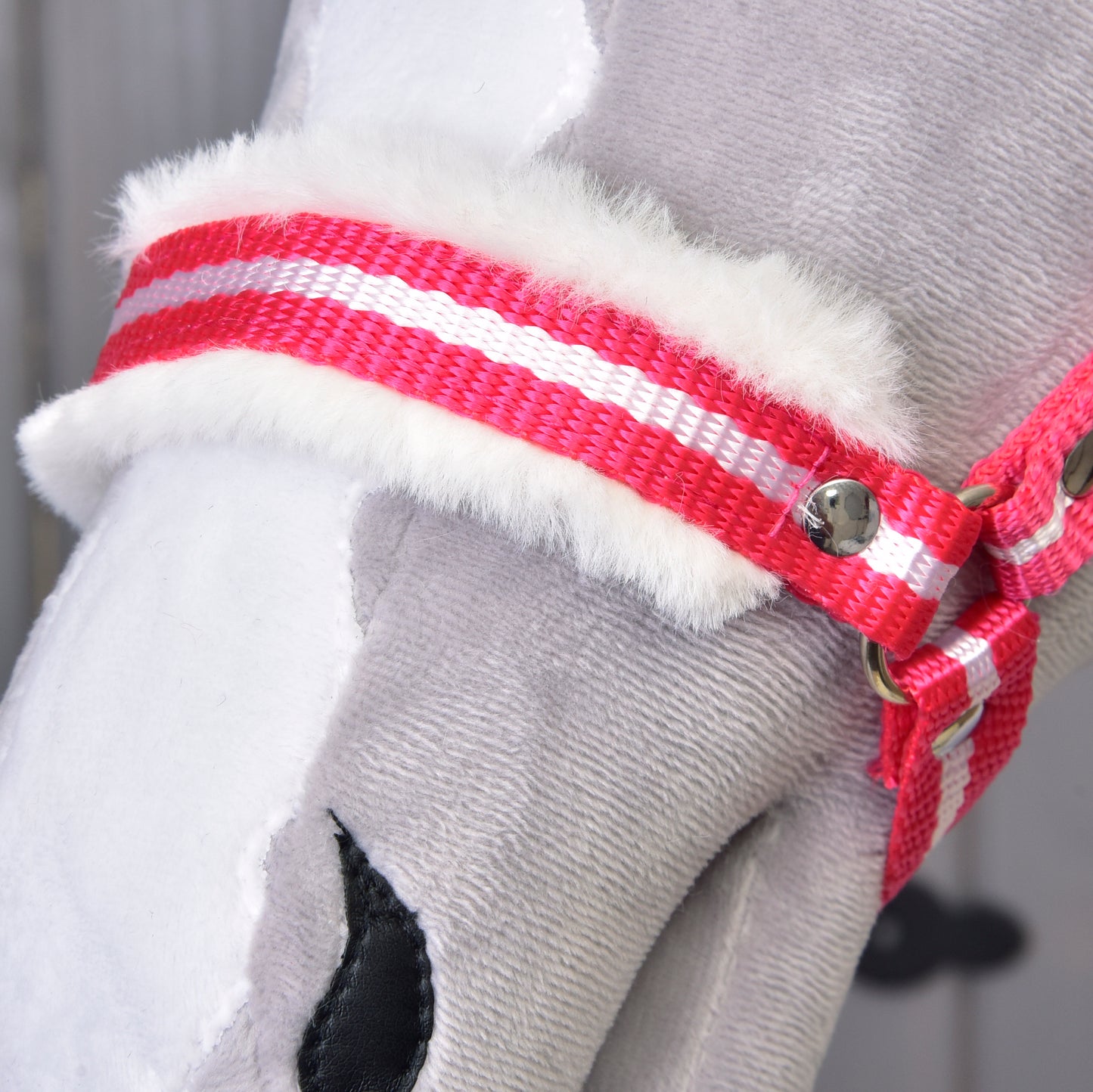 Halter red stripe with fur 2