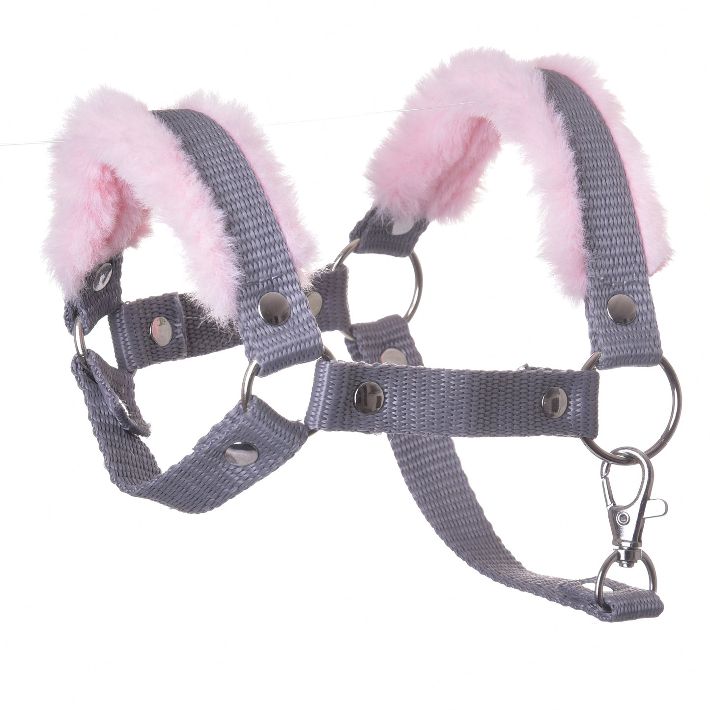 Halter grey with pink fur