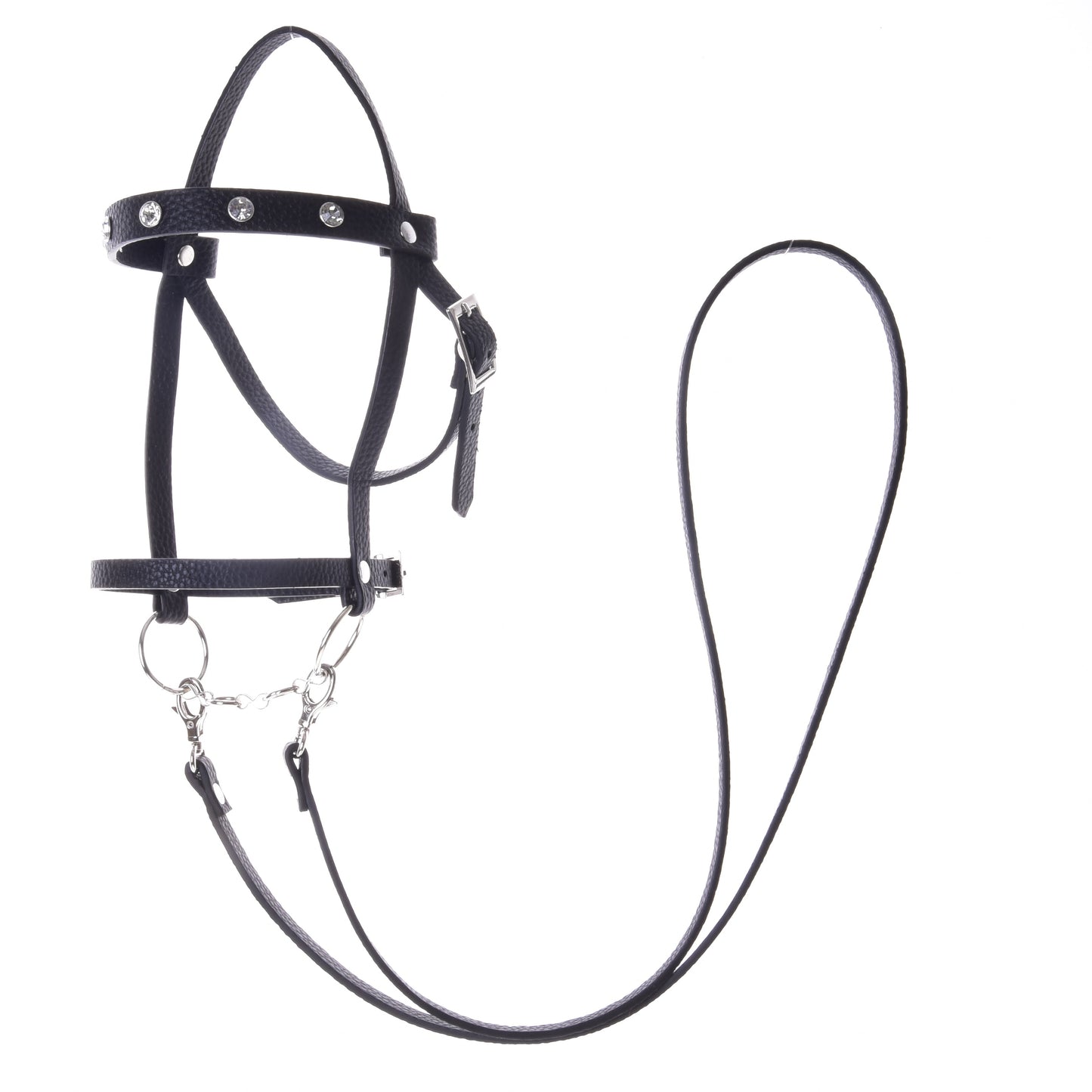 Complete black bridle with diamonds