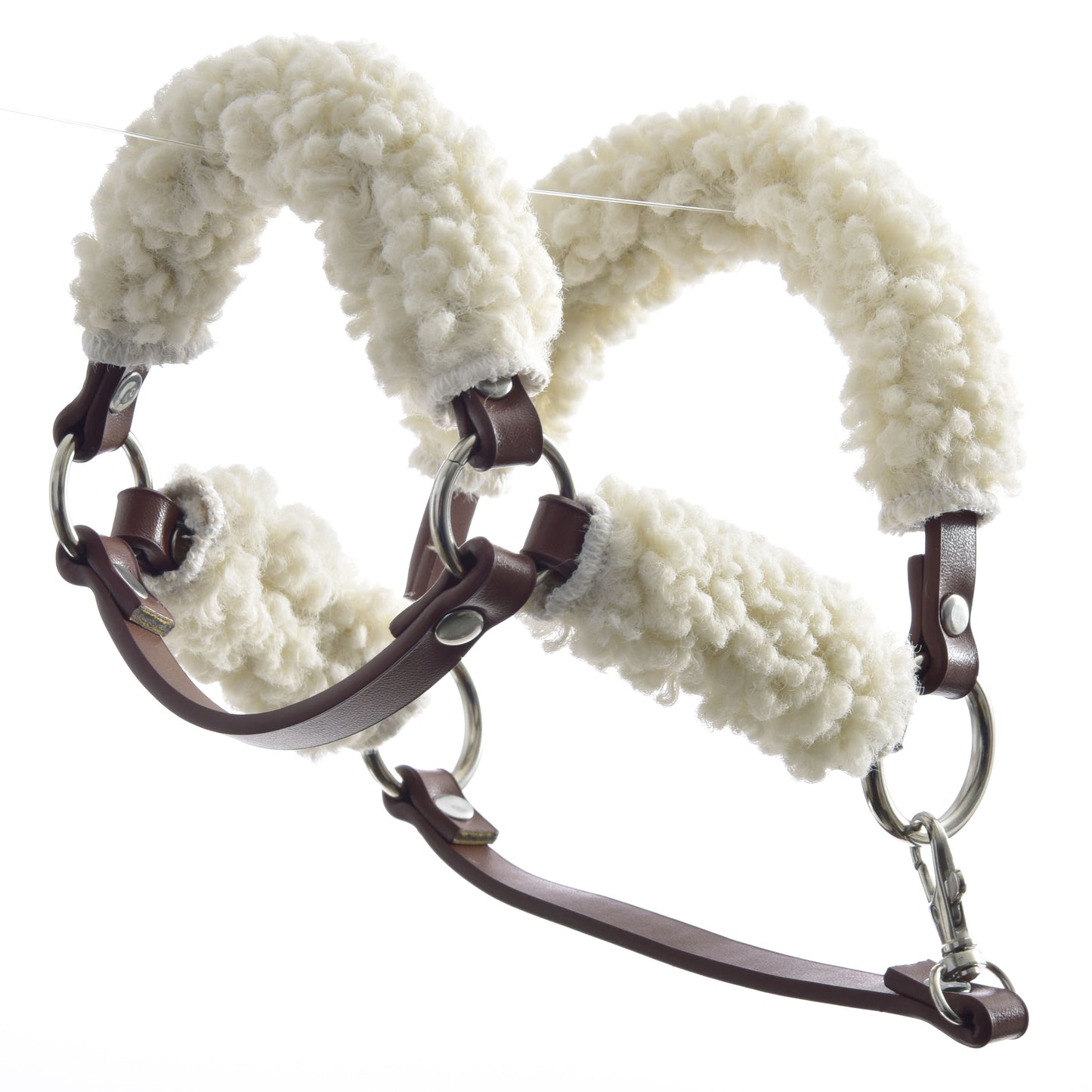 Brown halter with complete fur - leatherette