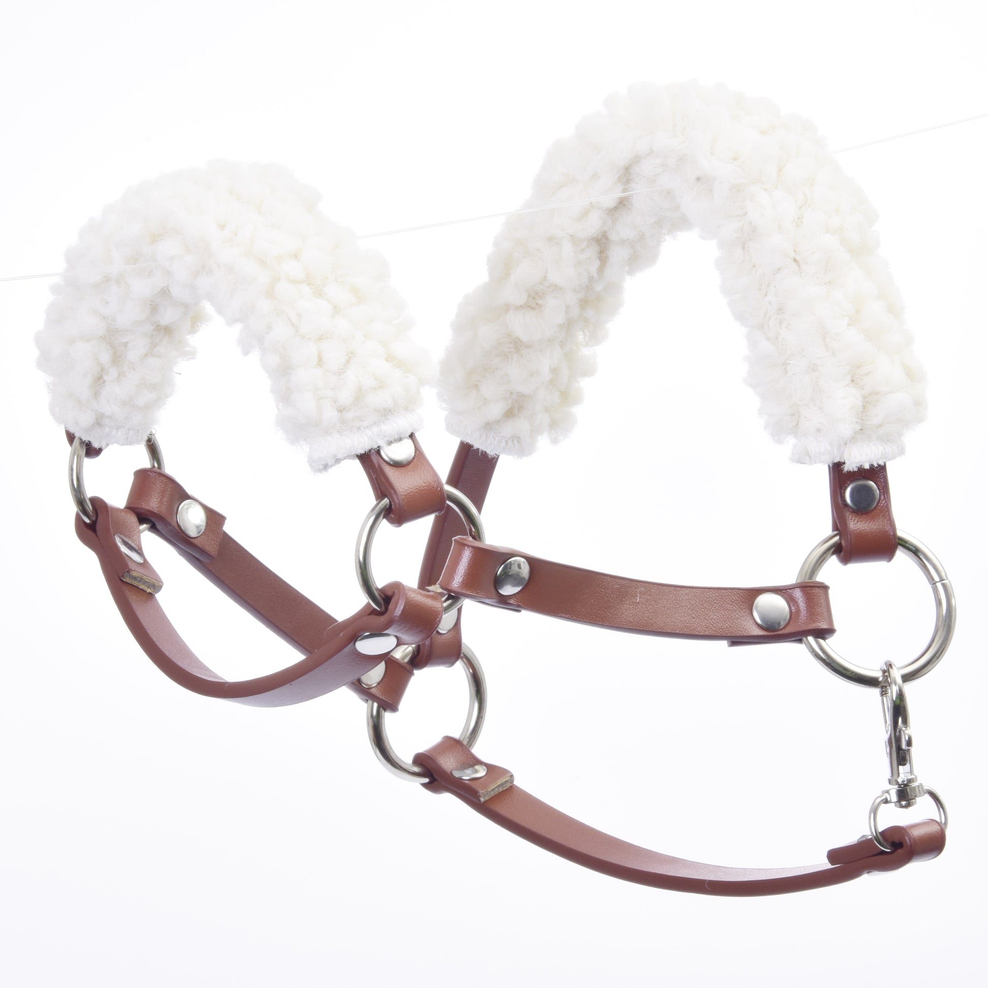 Brown halter with fur - leatherette