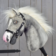 Hobby Horse Silver Moon by LarDen, grey and white plush horse head with black halter