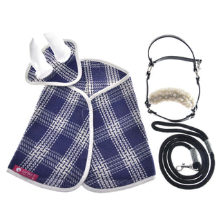 Ensemble Cube (couverture, bonnet d'oreilles, longe, licol avec fourrure)