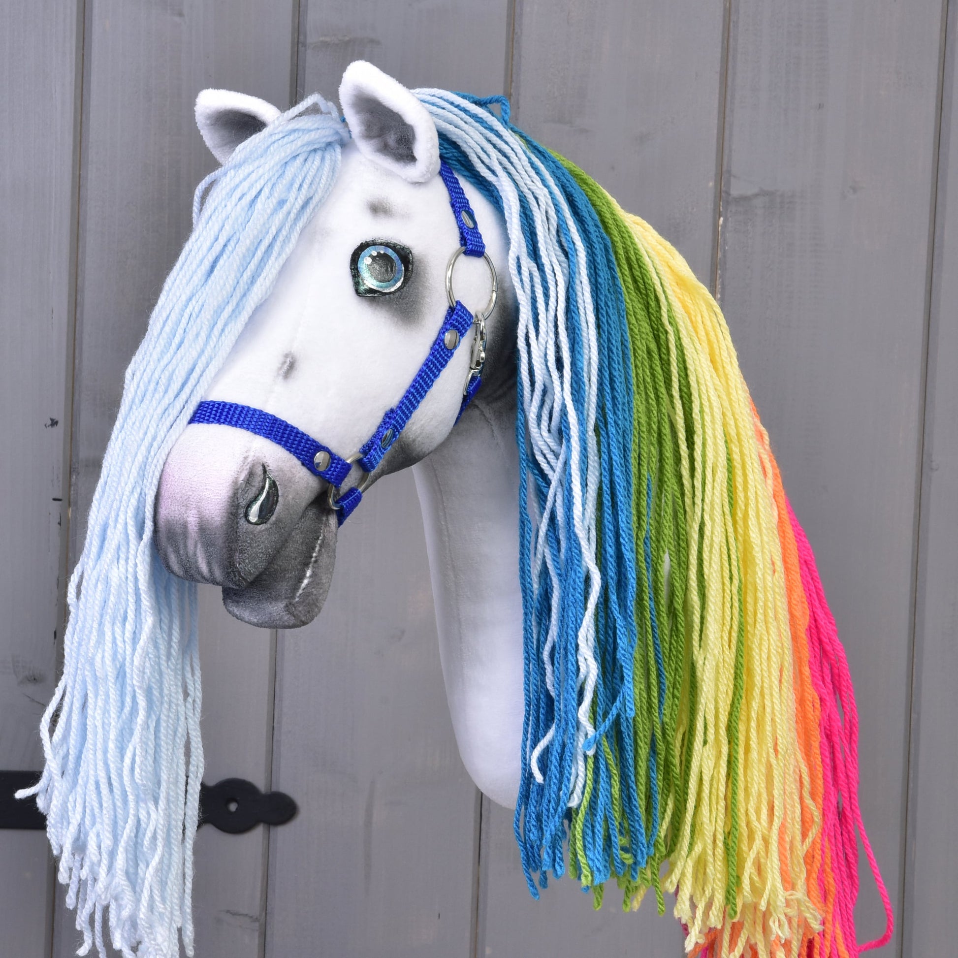 Hobby Horse Unicorn Rainbow with Bridle and Halter