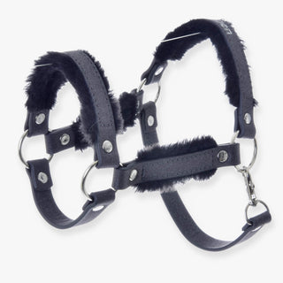 Halter with  fur - leatherette Graphite Full