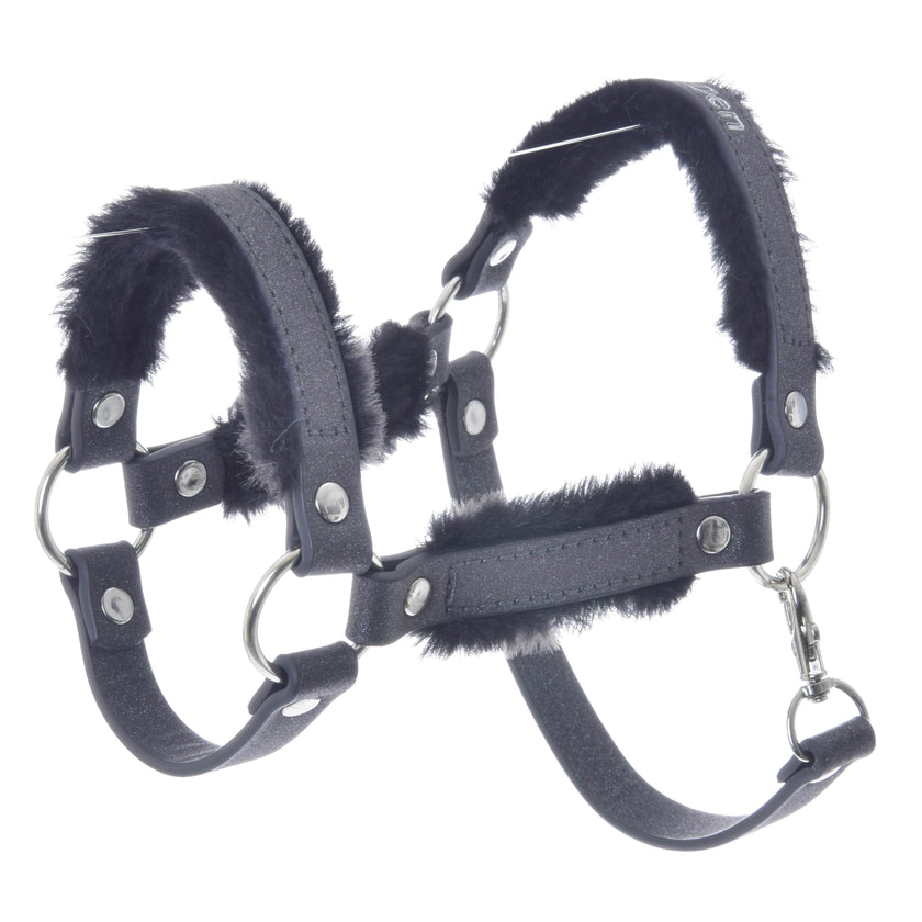 Halter with  fur - leatherette Graphite Full