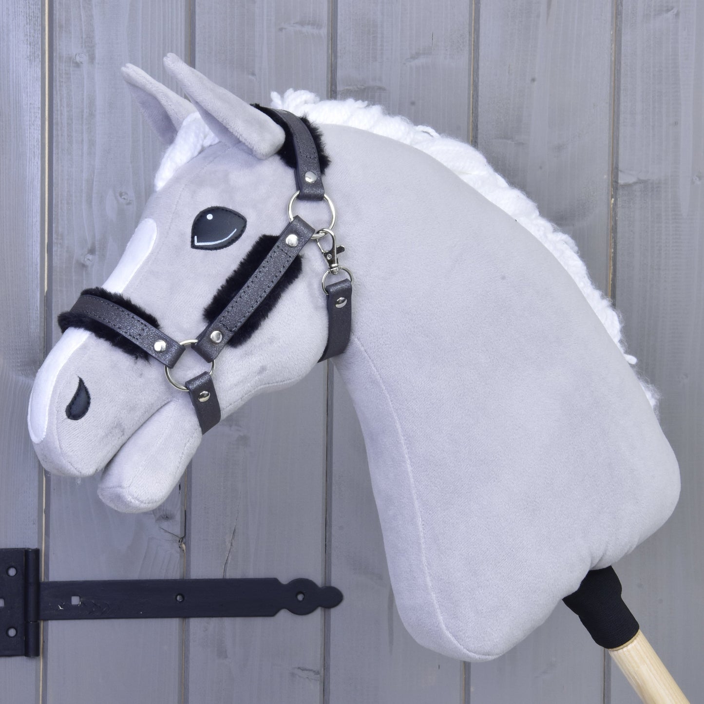 Halter with  fur - leatherette Graphite Full