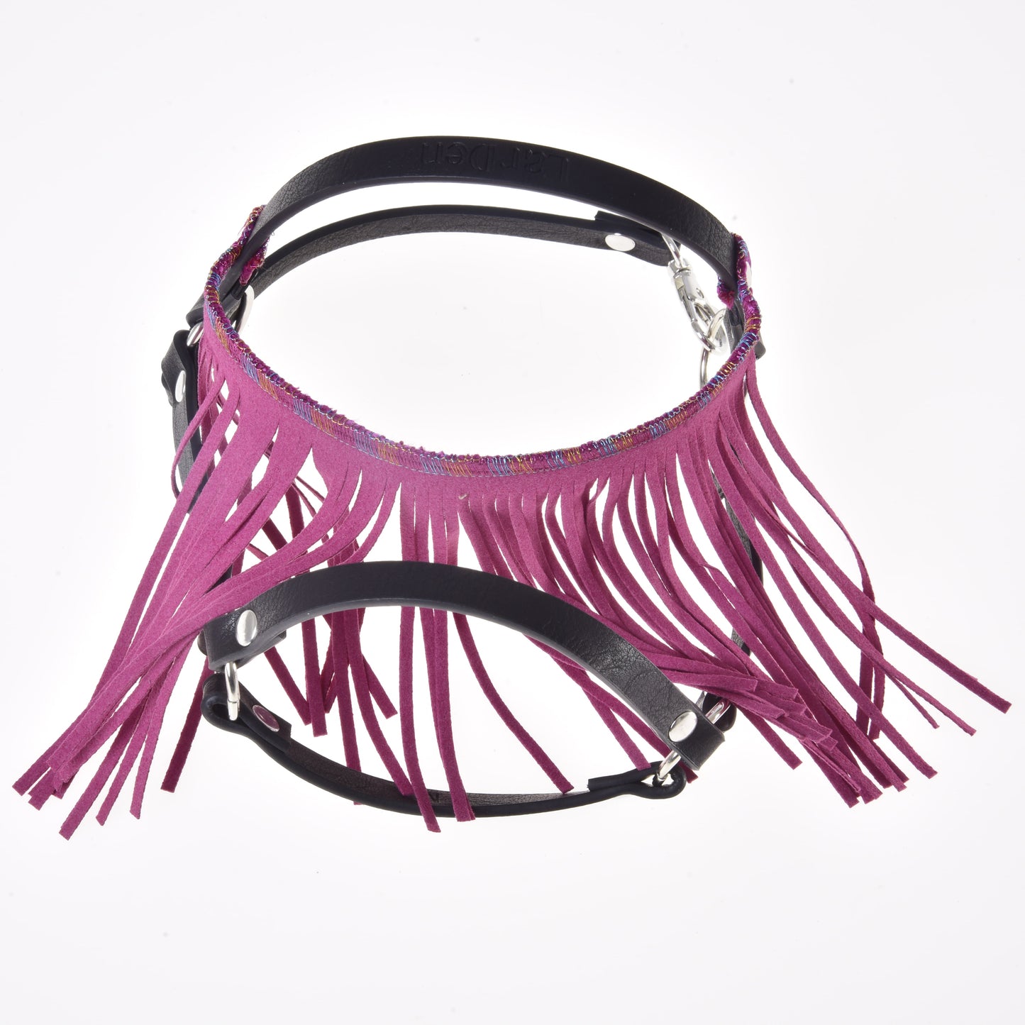 Halter black with pink fringes