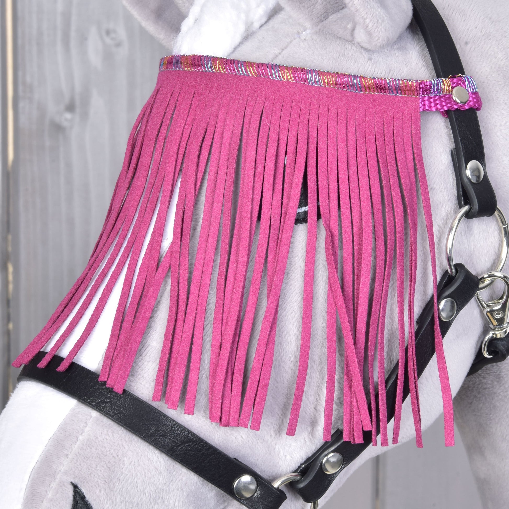 Halter black with pink fringes