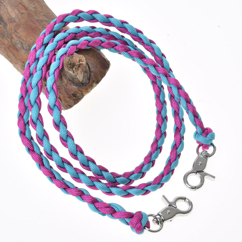 Rênes tricotées rose et bleu