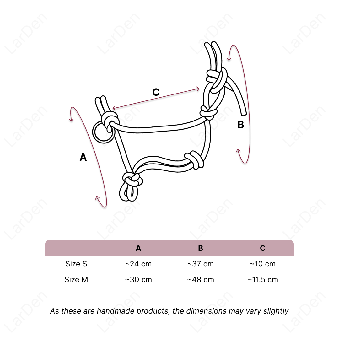 Size guide – Rope Halter – EN