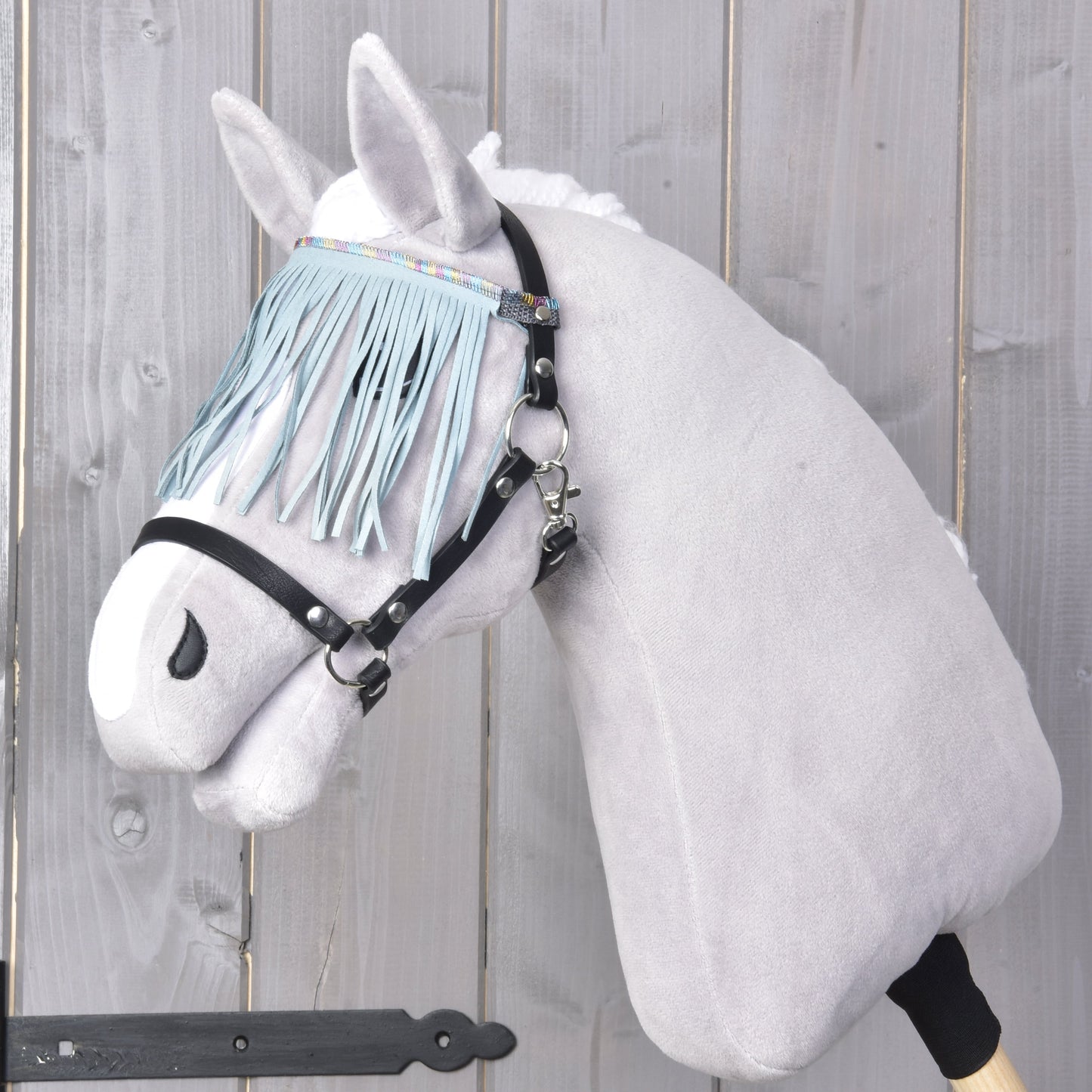Licol noir avec franges turquoise clair