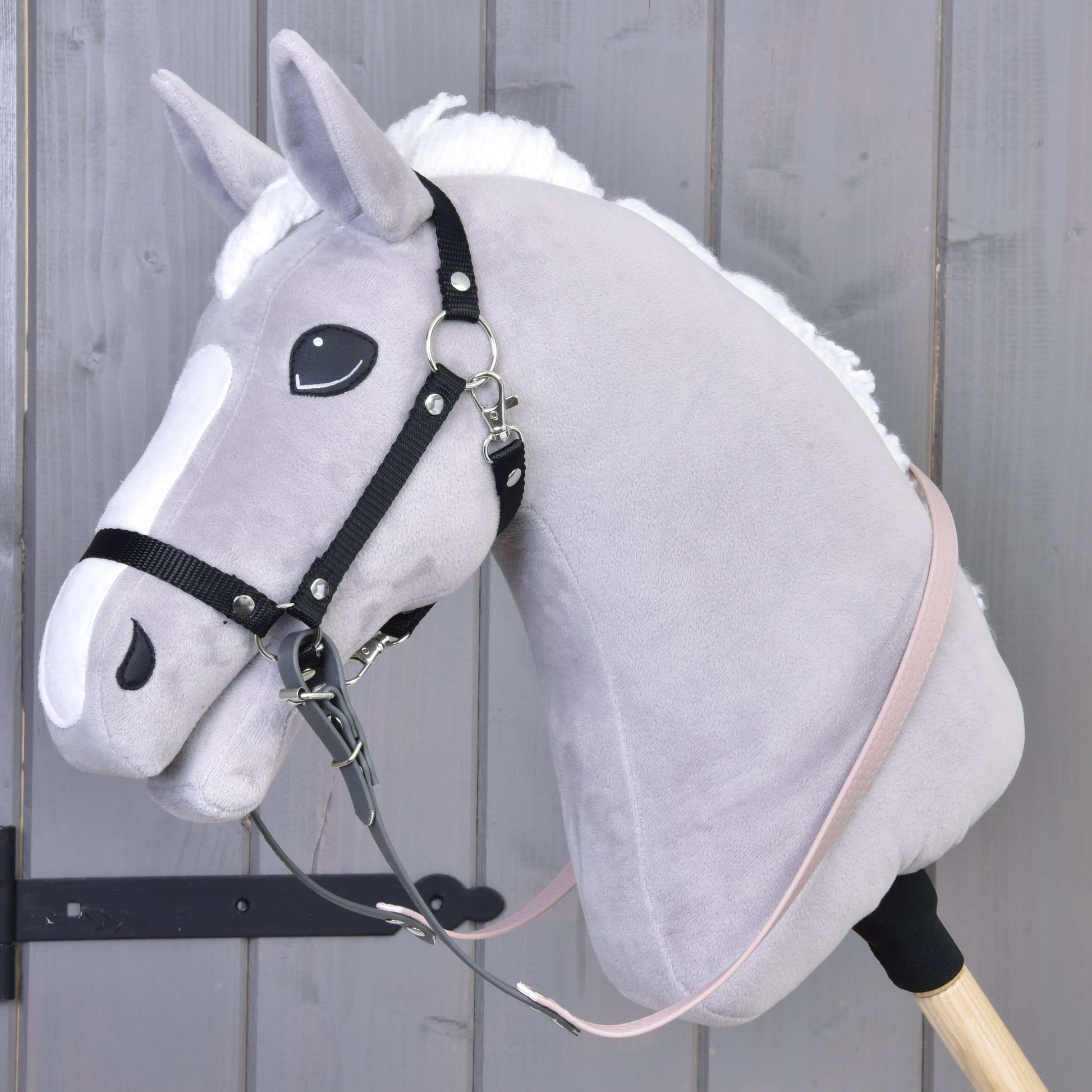 Reins rubberized Dark Grey/Pink