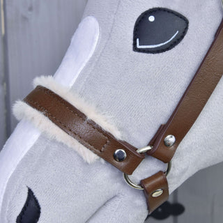 Halter with fur - leatherette Walnut