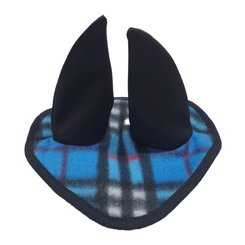 Ear Bonnet checkered blue (fleece) (size M)