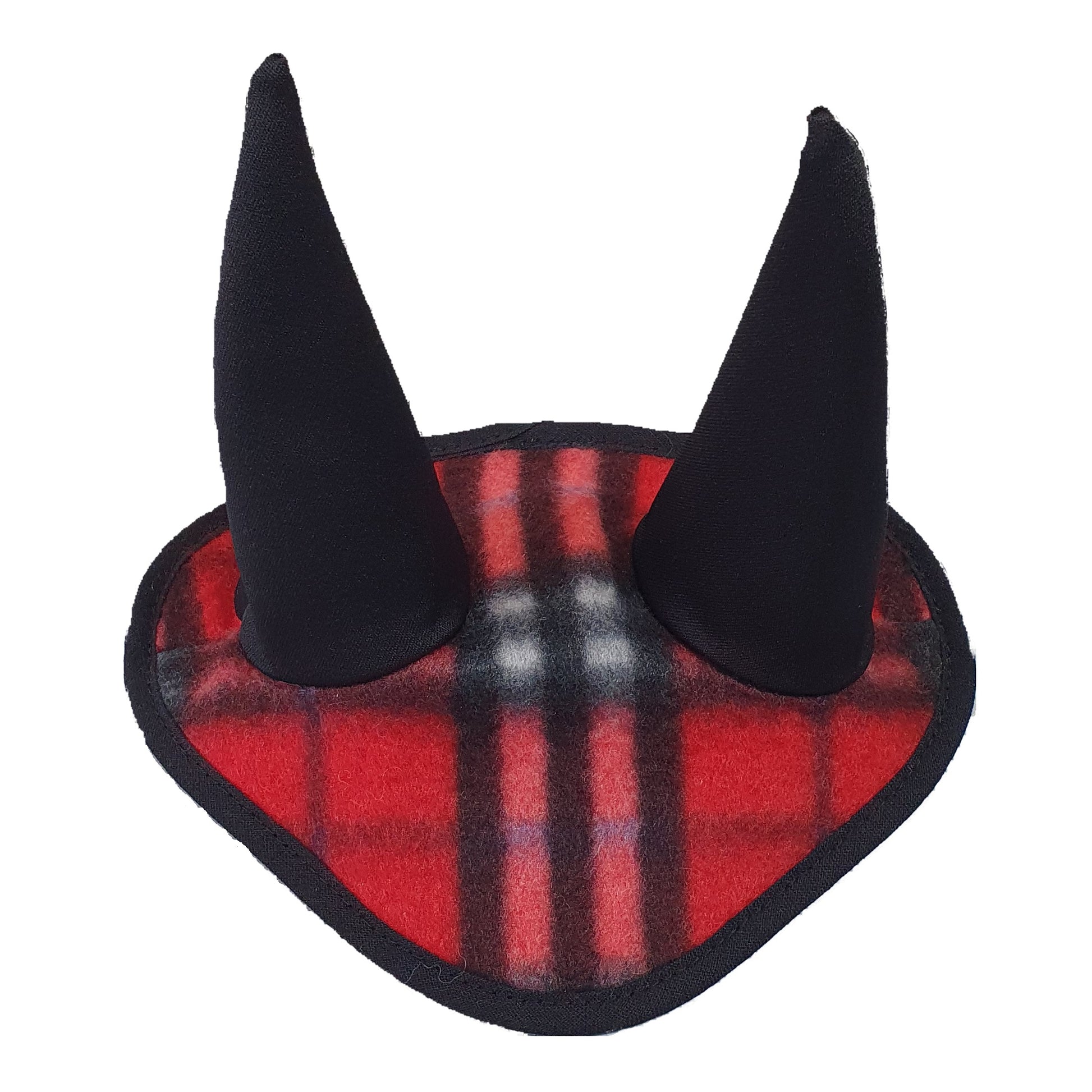 Ear bonnet checkered red (fleece) (size M)