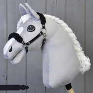 Licou noir avec fourrure noire - similicuir