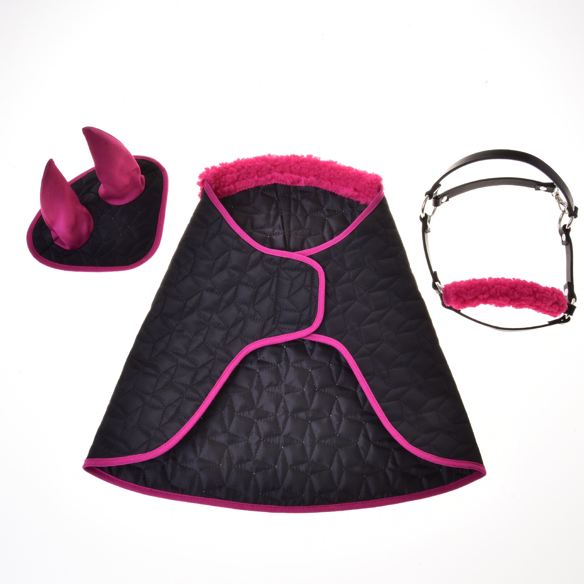 Ensemble Thermo Pinkie (bonnet d'oreilles + couverture + licol avec fourrure)