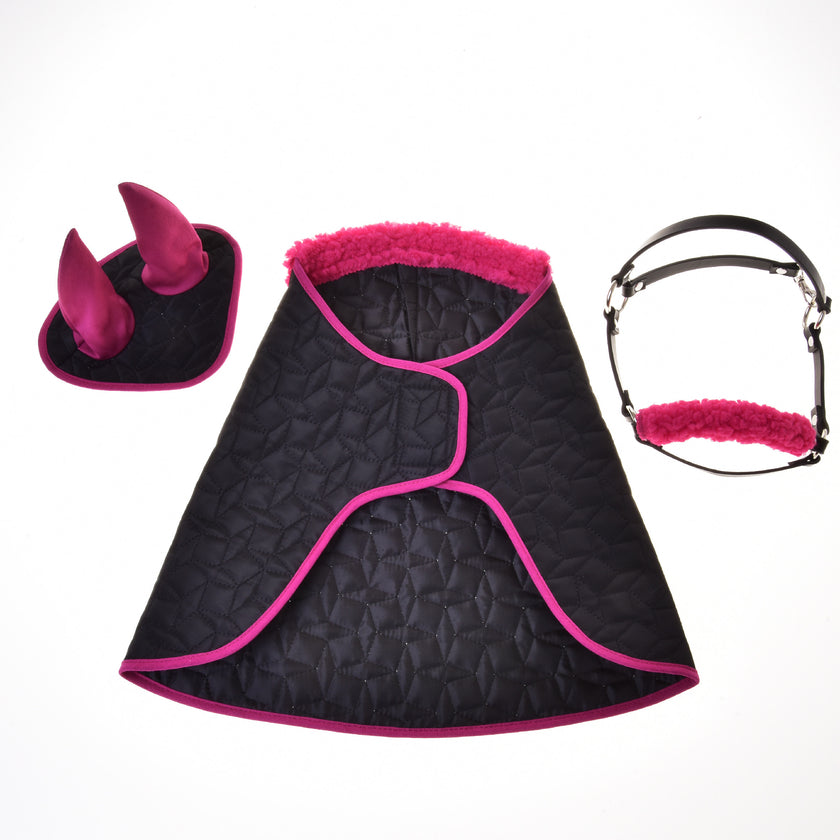 Ensemble Thermo Pinkie (bonnet d'oreilles + couverture + licol avec fourrure)