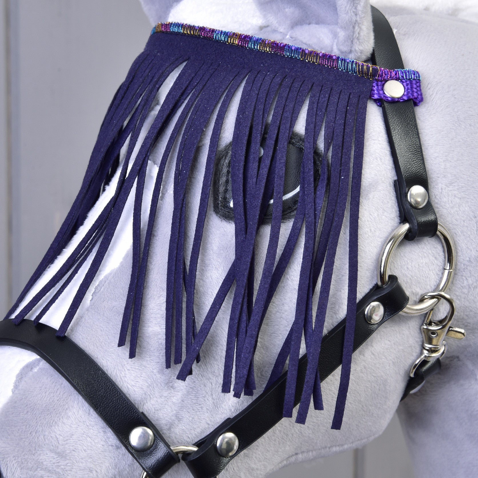 Licol noir avec franges lilas