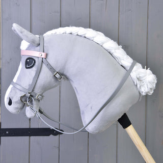 Ensemble gris en similicuir - bride, rênes et martingale
